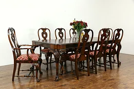 Renaissance Antique Dining Set, Table 3 Leaves, 8 Chairs, Berkey and Gay #34351