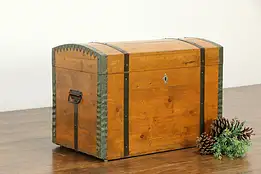 Victorian Antique Pine Dome Top Trunk or Blanket Chest #34649