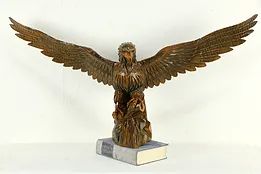 Eagle Sculpture Vintage Hand Carved Maple Statue #34389