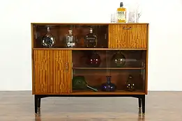 Mid Century Modern Vintage English Bookcase Bar Cabinet Nathan  #34731