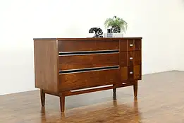 Midcentury Modern Walnut Vintage Sideboard Server, Buffet, Chest, Dresser #34737