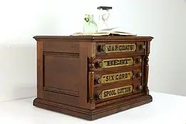 Farmhouse Antique Cherry Spool Cabinet, Jewelry Collector Chest, Coats #38651