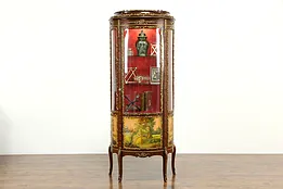 Louis XV French Design Vintage Vitrine or Curio Cabinet, Hand Painted #34527