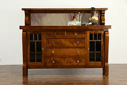 Sideboard or Antique Server, TV Console Cabinet, Gallery with Mirror #34711