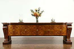 Inlaid Marquetry Italian Vintage Bar Cabinet Credenza Sideboard or Buffet #34741