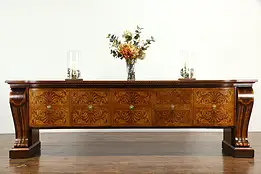 Inlaid Marquetry Italian Vintage Bar Cabinet Credenza Sideboard or Buffet #34741