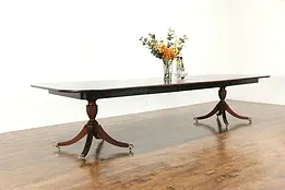 Georgian Traditional Mahogany 11' 3" Dining Table, Rosewood Banding #33877