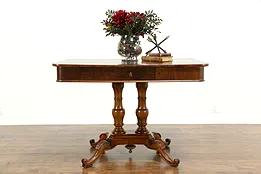 Empire Antique Carved Mahogany Library or Hall Table, Writing Desk #34417