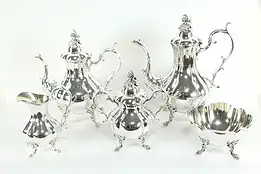 Winthrop Pattern Silverplate 5 pc Coffee & Tea Set, Reed & Barton  #35324