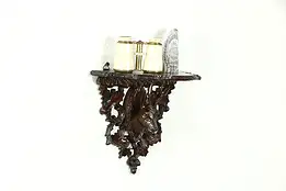 Black Forest Antique Carved Walnut Wall Shelf, Deer, Oak Leaf & Acorns #34312