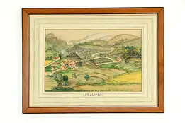 St. Albans VT Antique Original Watercolor Painting 22 1/2" #34782