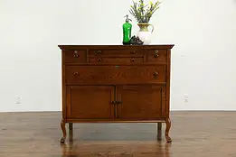 Oak Quarter Sawn Antique Sideboard, Server or Buffet, Carved Paw Feet #35504