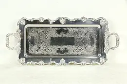 Silverplate Footed Antique Engraved Tray Victorian W&S Black Kinton #35690