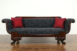 Empire 1825 Antique Mahogany Sofa Acanthus & Lion Paws, New Upholstery #34811
