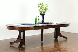 Quarter Sawn Mission Oak Antique 48" Craftsman Dining Table, 6 Leaves #34033