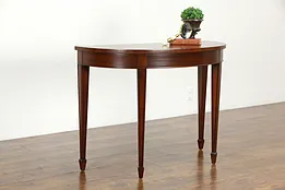 Mahogany Demilune Half Round Vintage Server or Hall Console Table #34284