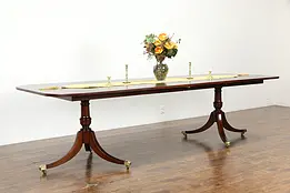 Traditional Vintage Banded Mahogany 9' Double Pedestal Dining Table #34867