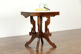 Victorian Eastlake Antique Walnut Parlor Lamp Table, Marble Top #35624