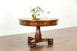 Dutch Inlaid Marquetry Antique 1860 Coffee Table, Birds & Flowers #35964