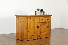 Country Pine Antique Farmhouse Kitchen Pantry Flip Top Dry Sink #35019