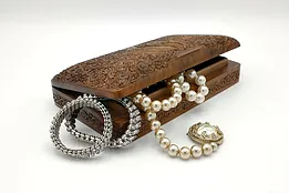 Hand Carved Teak Antique Indian Jewelry or Keepsake Box #35277