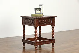 Carved Spanish Colonial Vintage Ash Peruvian Lamp or End Table 20 1/2" #36198