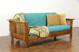 Craftsman Hand Crafted Mesquite Sofa or Settee, Futon Cushion, Arroyo '95 #36206