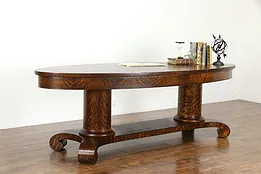 Oak Antique Oval 8' Dining, Library or Conference Table, Column Base #36285