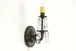 Wall Sconce with Crystal Prisms, Beeswax Candle Cover #34354