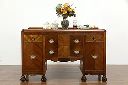 Art Deco Waterfall Vintage Sideboard, Server, Buffet, Bakelite Pulls #36384