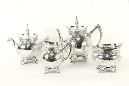 Victorian Antique Silverplate Coffee and Tea Set, Warriors, Meriden #36424