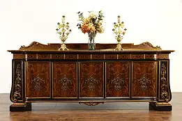 Italian Antique 8' 9" Marquetry Sideboard Server, Buffet, Bar Cabinet #36463