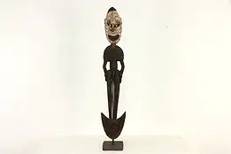 Carved & Hand Painted New Guinea 42" Sculpture & Stand 1971 #36642