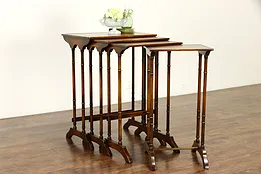 Set of 4 Vintage Mahogany Leather Top Nesting Tables, Theodore Alexander #34988