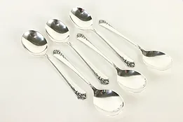 Sterling Silver Heirloom Damask Rose Set of 6 Soup Spoons 6.5" #36910