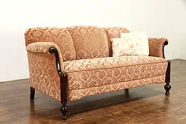 Cut Velvet Scandinavian 1930's Vintage Danish Mahogany Sofa #36943