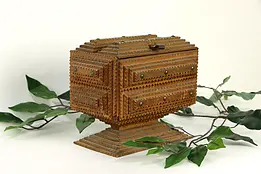 Tramp or Folk Art Antique Jewelry Chest Made from Cigar Boxes #36722