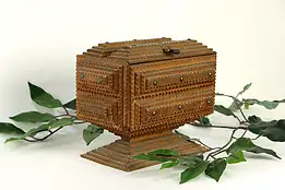 Tramp or Folk Art Antique Jewelry Chest Made from Cigar Boxes #36722