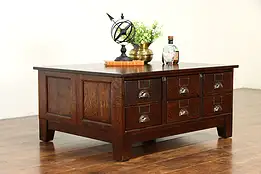 Oak Quarter Sawn Antique 12 Drawer Collector File Coffee Table #36844