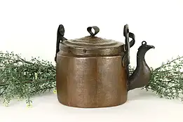 Hand Hammered 1850 Copper Antique Farmhouse Tea Kettle #37189