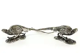 Pair of Antique Victorian Silver Plate Pheasant Sculptures #37034