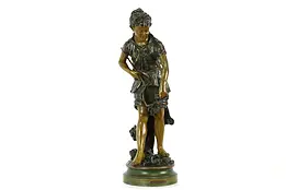La Pecheuse Fisher Girl Statue Antique French Sculpture #37210