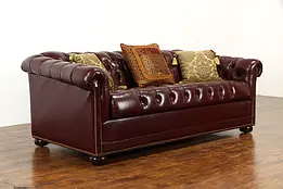 Chesterfield Tufted Leather Vintage Sleeper Sofa, Craftwork Guild #37417