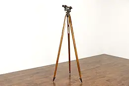 Surveyor's Transit Theodolite Antique Instrument, Oak Tripod, Kolesch NY #37420