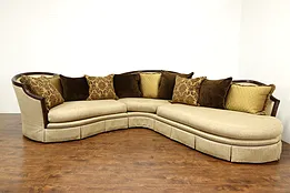 Sectional 15' Farmhouse Designer 3 Pc Sofa & Pillows, Signed Marge Carson #37615