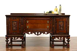 Tudor Antique Walnut Sideboard, Server, Buffet or Sideboard Berkey & Gay #37348