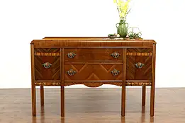 Art Deco Waterfall Vintage Sideboard, Server or Buffet, Bakelite Pulls #37634