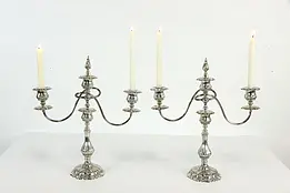 Pair of Triple Antique Silverplate Candlesticks Convert to Candelabra KSC #37775