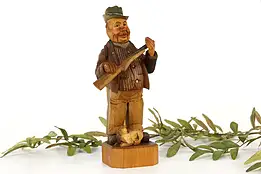 Italian Hand Carved Fruitwood Hunter Sculpture, Frangini of Florence  #37437