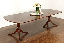 Traditional Georgian Vintage Mahogany Dining Table, 2 Leaves Extends 114" #37956